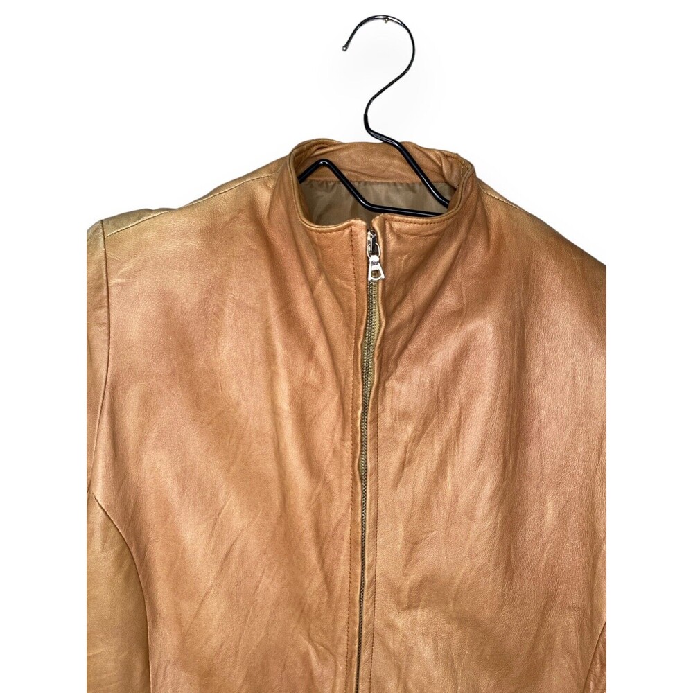 Vera Pelle Full Front zip jacket made in italy light brown Size 46 - Picture 2 of 10